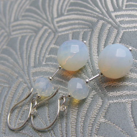 Opal quartz drop earrings, semi-precious gemstone jewellery earrings, semi-precious stone earrings CC69