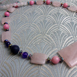 rose quartz pink semi-precious gemstone necklace handmade uk