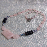 handmade rose quartz necklace uk, 