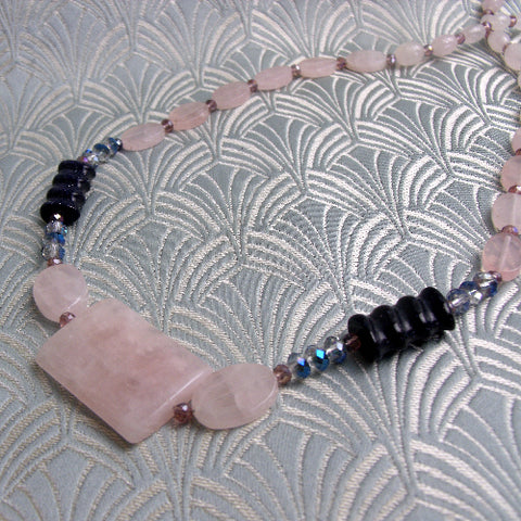 Pink semi-precious necklace, handcrafted pink necklace CC68