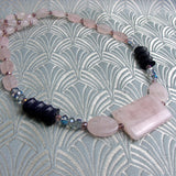 unique rose quartz semi-precious stone necklace pink beads