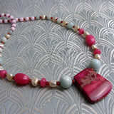 pink semi-precious gemstone jewellery necklace
