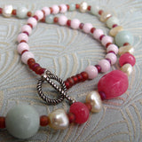 pink necklace, jasper necklace design