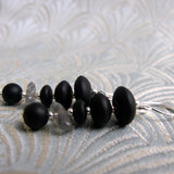 grey black semi-precious stone earrings drop design