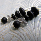 handmade black earrings, black semi-precious earrings