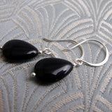 Handmade semi-precious stone jewellery earrings, short drop earrings, short black earrings CC73