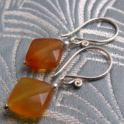small drop semi-precious carnelian bead earrings