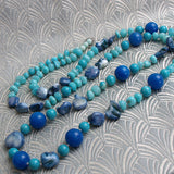 long blue semi-precious stone necklace