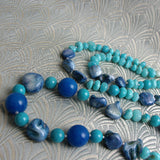 long necklace handmade semi-precious blue stone beads
