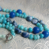 unique handmade long blue necklace design