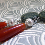 long beaded earrings, long semi-precious bead earrings
