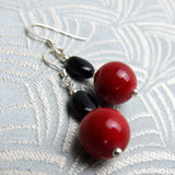 short bright red coral earrings