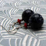 small drop semi-precious stone black earrings