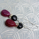 long pink black handmade earrings