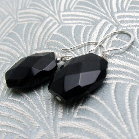 Black earrings, handcrafted earrings, semi-precious earrings CC85