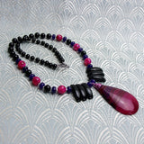 handmade pink black necklace