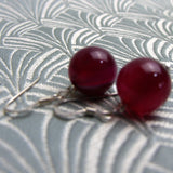pink earrings, short drop earrings handmade pink semi-precious stone beads