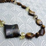 Long tigers eye necklace, unique handmade jewellery, long semi-precious stone necklace CC84