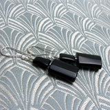 long drop black earrings