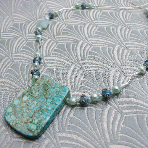blue jasper necklace, unique handcrafted jewelelry uk, semi-precious stone necklace jewellery