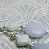long drop blue semi-precious stone amazonite earrings uk