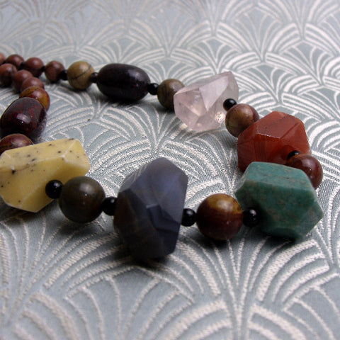 short chunky necklace, short semi-precious stone necklace, chunky semi-precious bead necklace  CC90
