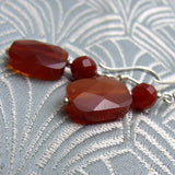 carnelian earrings uk, semi-precious stone earrings, gemstone drop earrings