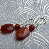 semi-precious carnelian drop earrings handmade uk
