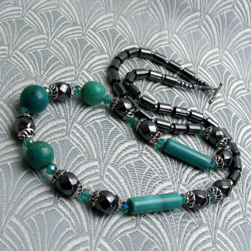 semi-precious gemstone necklace, unique handmade jewellery, turquoise necklace
