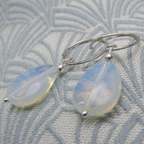 opal quartz earrings, semi-precious gemstone jewellery handmade uk, handmade drop earrings