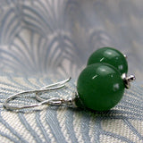 short drop green earrings semi-precious stone