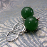 short drop green earrings handmade green aventurine
