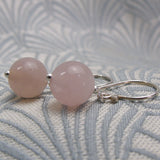 short drop pink rose quartz earrings uk