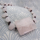 unique handcrafted pink rose quartz unique necklace