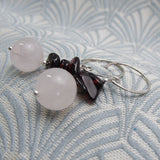 rose quartz garnet earrings