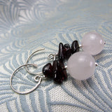 handmade rose quartz drop earrings uk