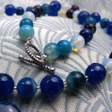 short blue pendant necklace handmade uk