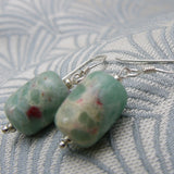 short drop blue semi-precious stone handmade earrings