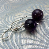 smll drop purple semi-precious stone earrings uk