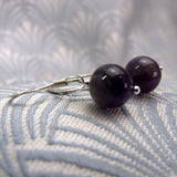 short drop earrings, semi-precious stone purple earrings handmade amethyst