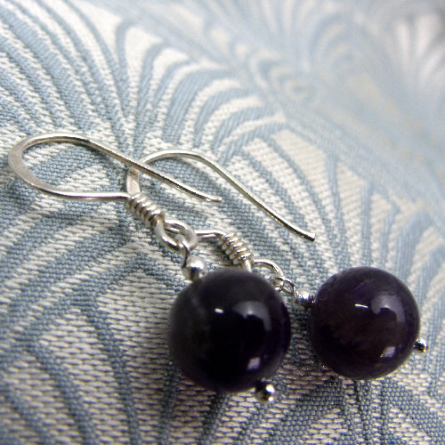 small drop amethyst earrings, small earrings, handmade dangle earrings