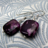 short drop earrings handmade purple jasper