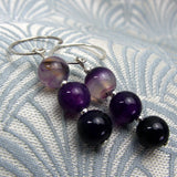 drop earrings handmade purple agate