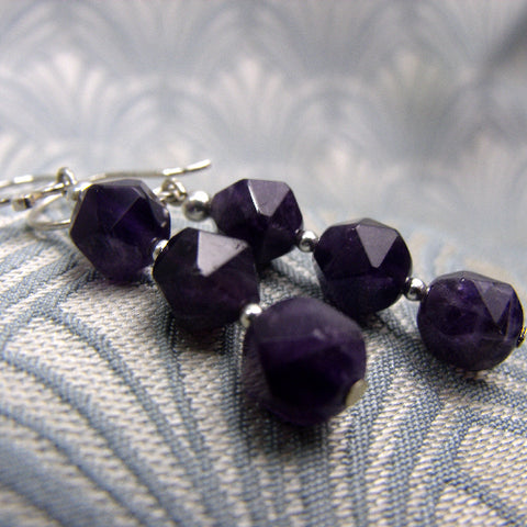 beaded semi-precious earrings, semi-precious stone earrings UK DD15