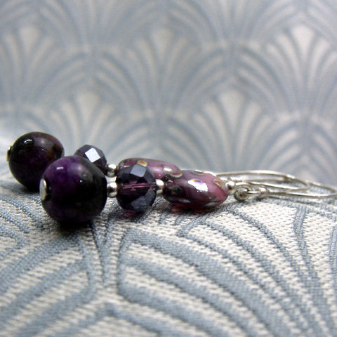 handmade semi-precious beaded earrings, unique beaded earrings DD19