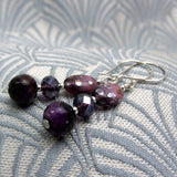 handmade purple drop semi-precious stone earrings uk