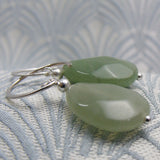green aventurine semi-precious stone earrings handmade uk