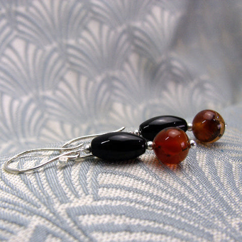 unique semi-precious bead earrings UK, beaded handmade earrings  DD24