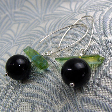 long semi-precious stone earrings, long semi-precious earrings DD27