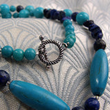 blue necklace with blue agate pendant